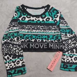 MINKPINK Teal and Black Patterned Top